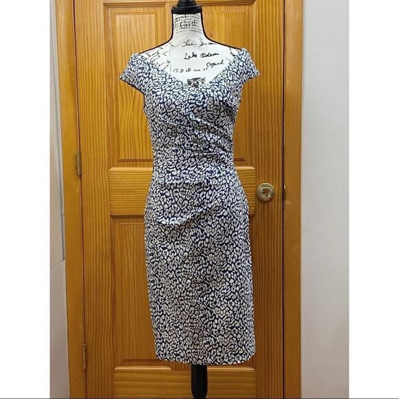 Teri Jon by Rickie Freeman Cap-Sleeve Shimmer Cocktail Dress size 8 - Picture 8 of 12